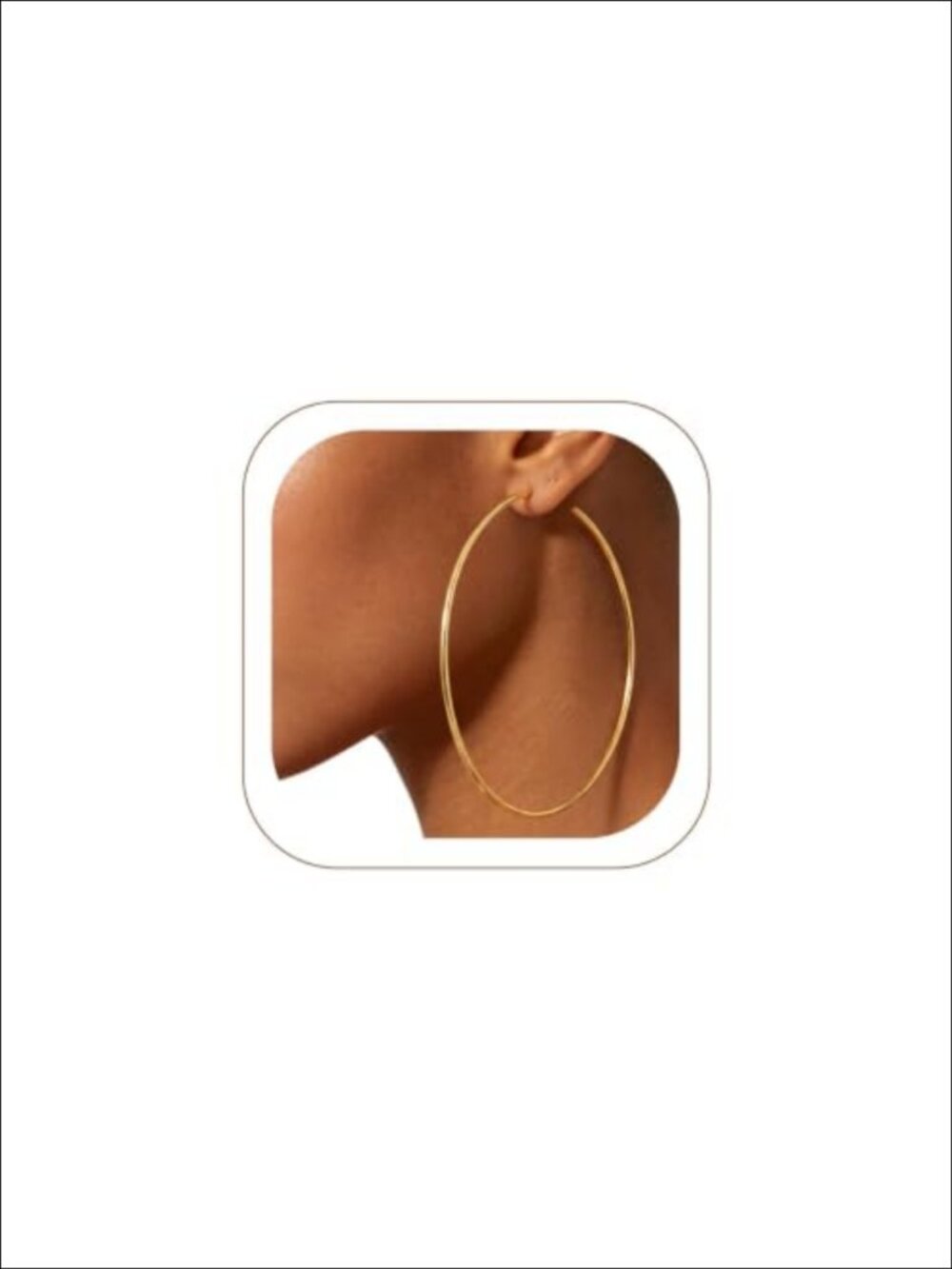14K Gold Plated Stainless Steel Thin Hoop Earrings 90mm